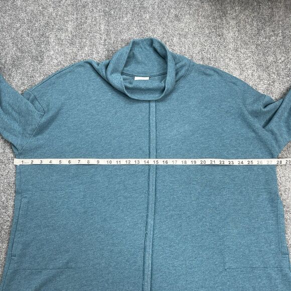 J Jill Pure Jill Sweater Womens Large Cowl Neck 3/4 Kimono Sleeve Teal Pockets - Picture 8 of 12